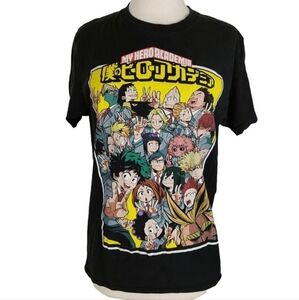 My Hero Academia Unisex Adult Black Crew Neck Short Sleeve T Shirt Medium